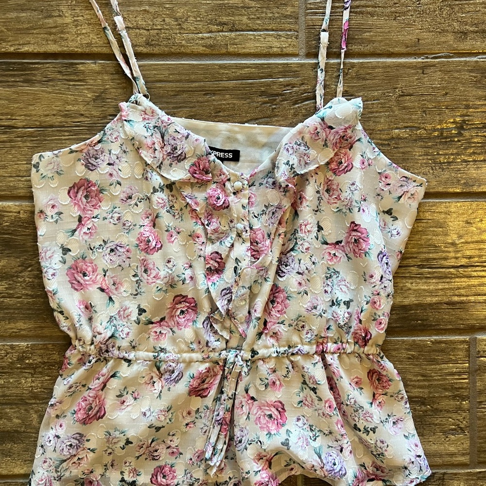 Express Pink and Cream Floral Camisole